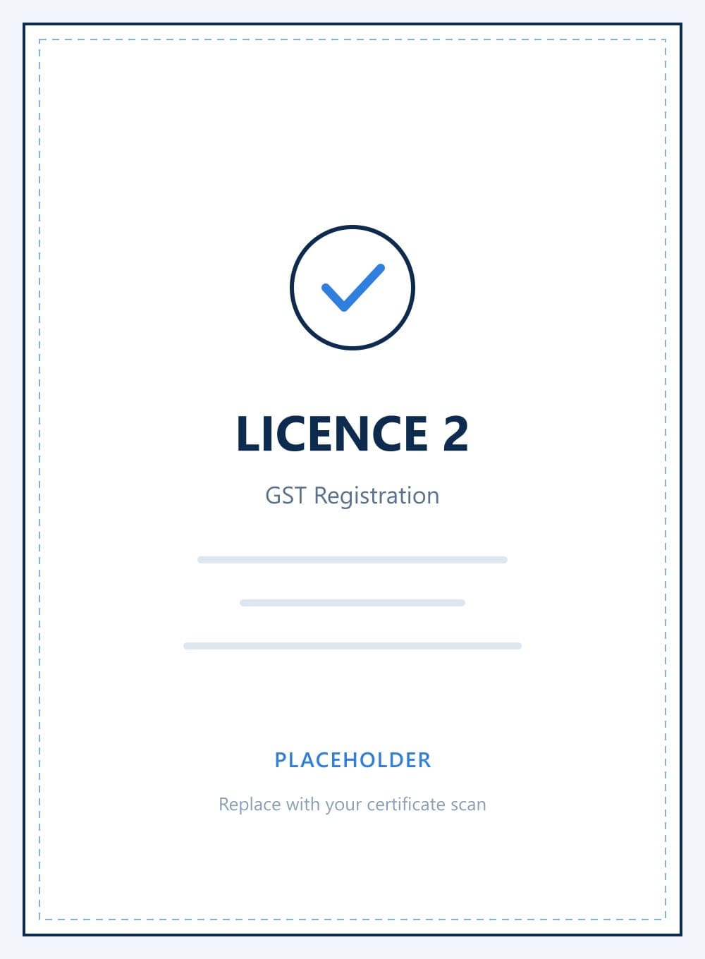Licence 2 — One line describing what this certificate covers.